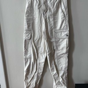 Cream High-Rise Cargo Pants